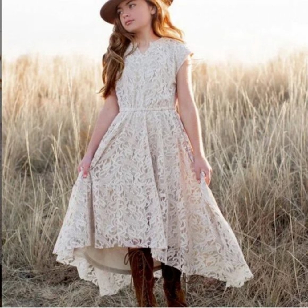 Joyfolie lace high low dress